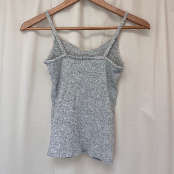 h&m girl ribbed camisoles lace v-neck bundle of 2 gray white 12-14y - Picture 8 of 8
